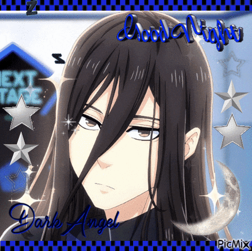 a picture of a man with long hair and the words dark angel