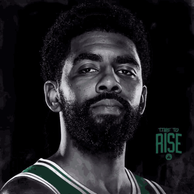 a black and white photo of a basketball player with the words time to rise above him
