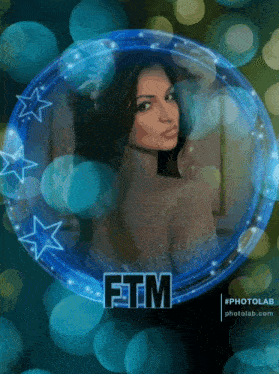 a picture of a woman in a blue circle with ftm written on the bottom