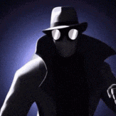 a silhouette of a man wearing a hat and glasses .
