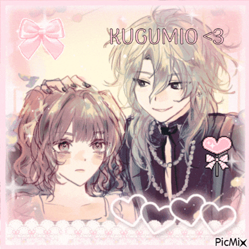 a drawing of a girl and a boy with the name kugumio < 3