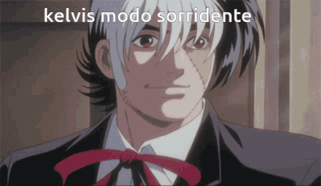 a picture of a man with the words " kelvis modo sorridente " on the top