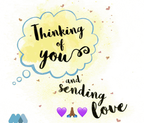 a card that says thinking of you and sending love on it