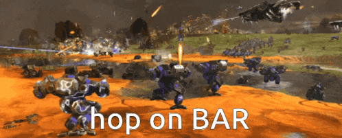 a screenshot of a video game with the words hop on bar below it