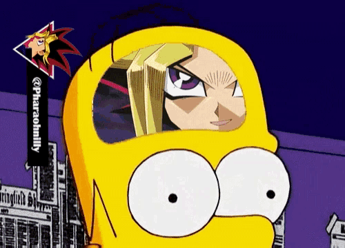 a cartoon of homer simpson with a picture of a woman behind him and a sign that says pharaohnilly
