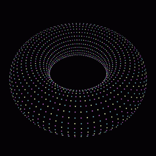a circle of dots on a black background that looks like a torus