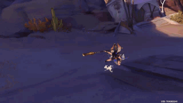 a person is holding a sword in front of a huge explosion .
