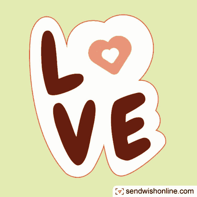 a sticker with the word love and a heart on it