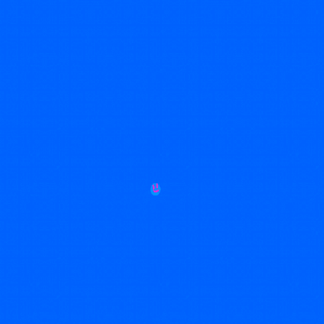 a blue background with a pink face in the middle of it