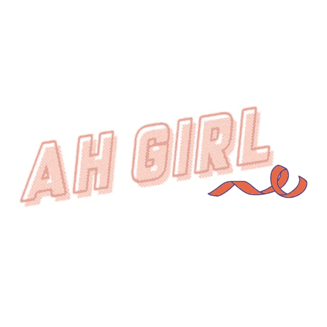 a white background with ah girl written in blue and orange letters