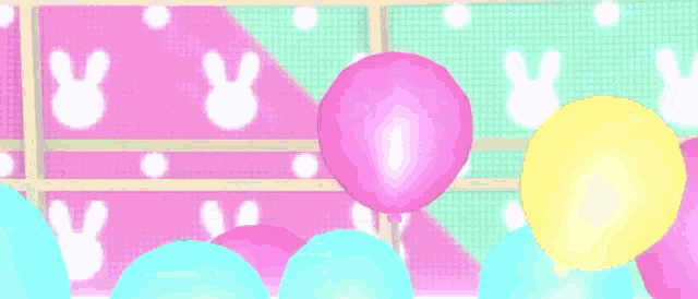 a close up of a person 's hand reaching up towards a pink balloon .