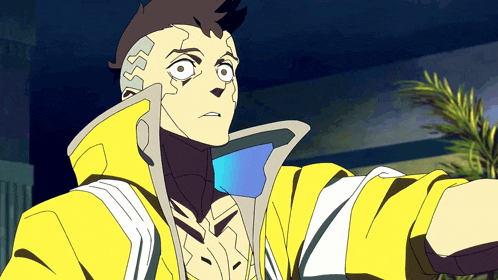 a cartoon character with a yellow jacket on