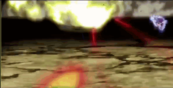 a painting of a fire coming out of a hole in the ground ..