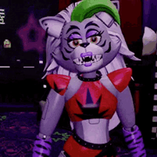 a cartoon character from five nights at freddy 's is standing in a room in a video game .