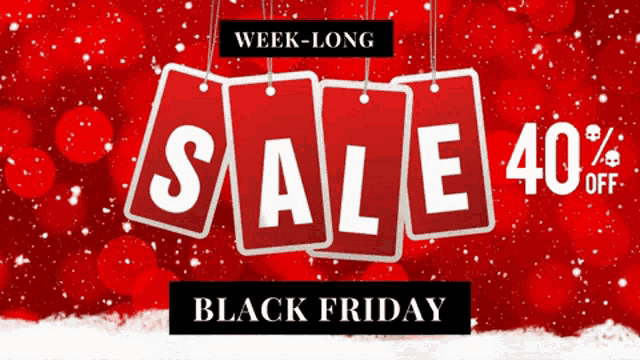 a black friday sale is being advertised with a red background