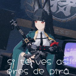 a cartoon character holding a gun with the words si te ves asi eres de pira