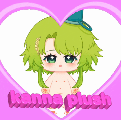 a picture of a girl with green hair and the words " kenna plush " below her