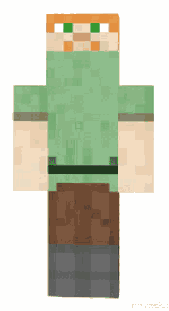 a minecraft character with green eyes and a green shirt