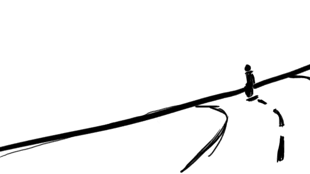 a drawing of a person riding a skateboard