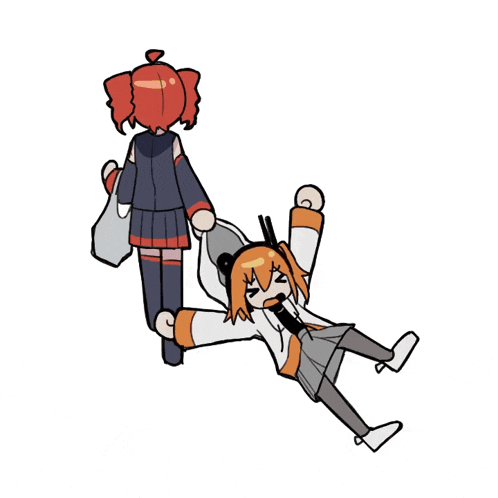 a drawing of a girl laying on the ground with another girl standing behind her