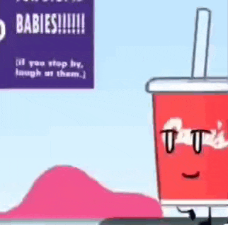 a cartoon drawing of a cup with a face on it