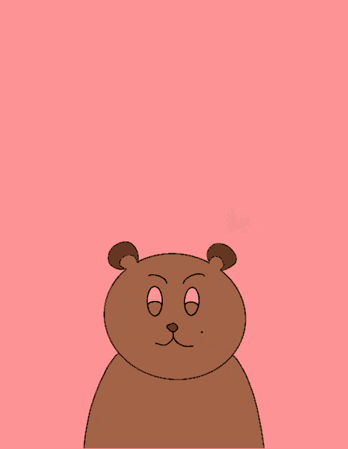 a cartoon drawing of a bear with a thought bubble of a bear in a heart