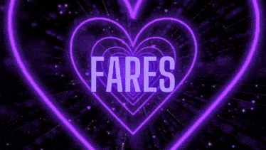 a purple heart with the word fares written inside of it