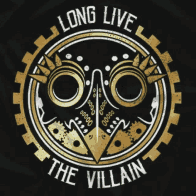 a logo that says long live the villain in white letters