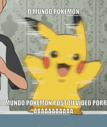 a cartoon of a pikachu with the words o mundo pokemon written above it