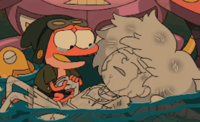 a cartoon drawing of a frog holding a spider