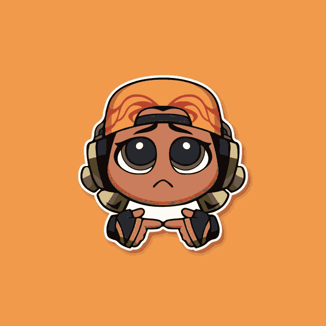 a cartoon drawing of a person wearing headphones