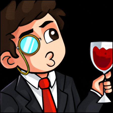 a cartoon of a man in a suit and tie holding a glass of wine with the number 3 on his face