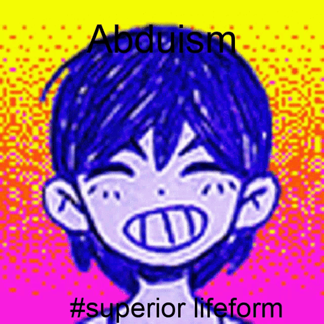 a drawing of a boy with the words abduism #superior lifeform on it