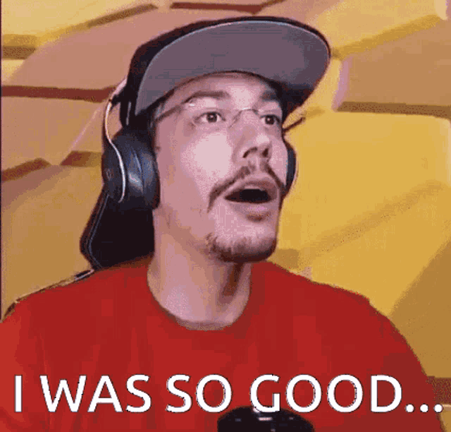 a man wearing headphones and a hat says i was so good ...