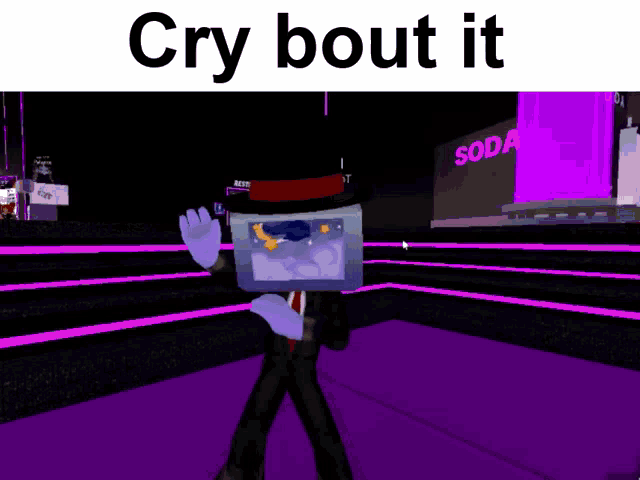 a man in a top hat is standing in front of a soda sign