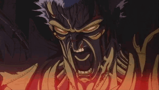 a cartoon character with red lights coming out of his eyes and mouth