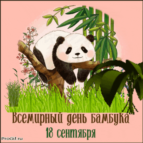 a panda bear is laying on a tree branch with the date 18 september on the bottom