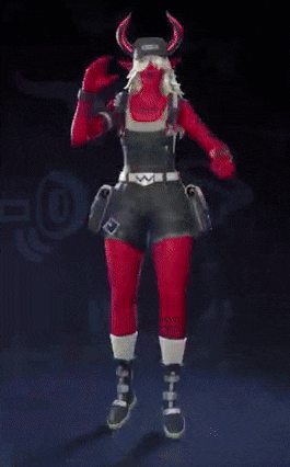 a video game character with horns and a hat that says ' devil ' on it