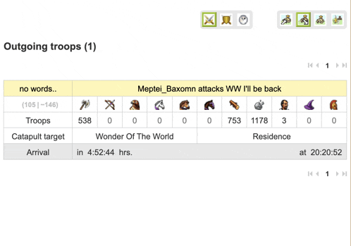 a screen shot of outgoing troops with a time of 4:52.44 hrs