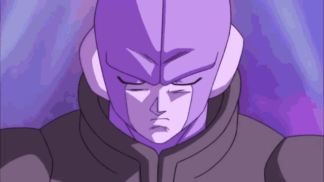 a close up of a cartoon character 's face with a purple background