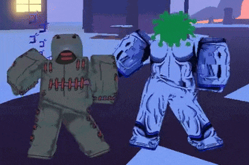 a couple of cartoon characters are standing next to each other on a street .