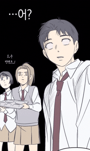 a man in a tie is standing in front of a group of people with a question mark above him