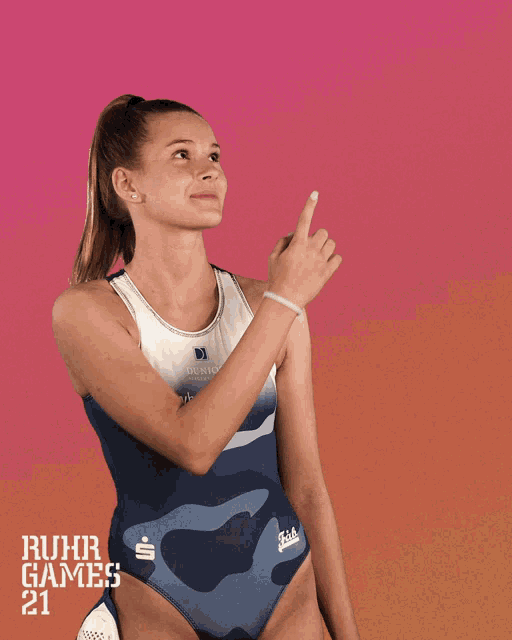 a woman in a bathing suit with bwbochum written on the front