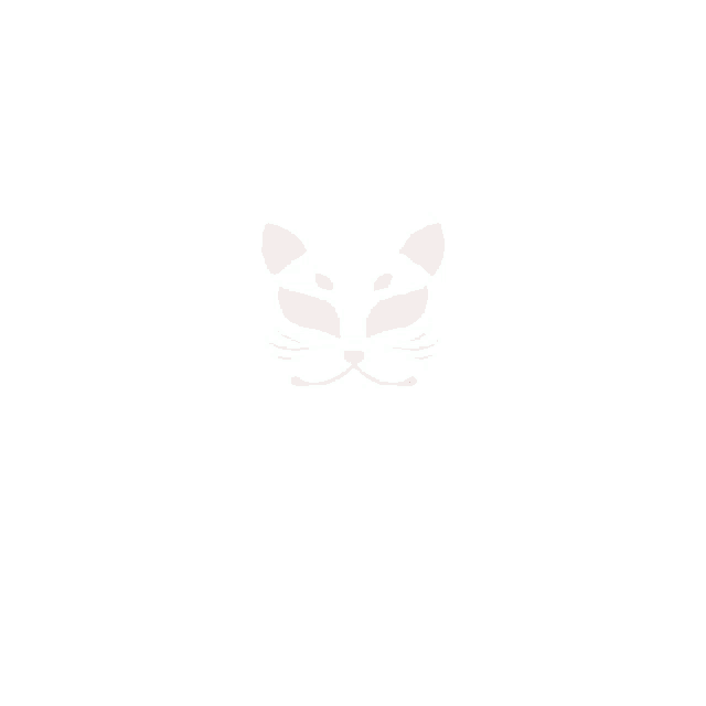 a logo for ohmy community with a white cat with red eyes