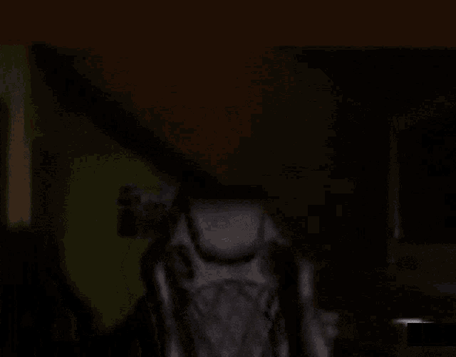 a person 's face is visible in the dark in a room .