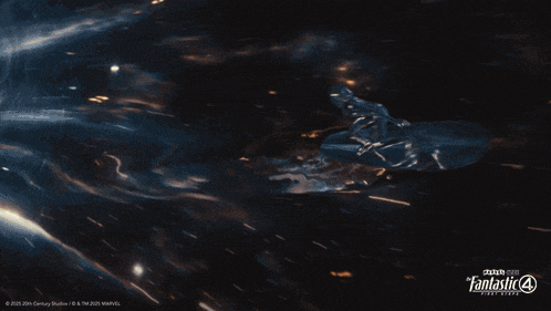 a poster for fantastic four first flight shows a jet flying through the air