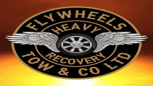 a logo for fly wheels heavy recovery tow & co. ltd.