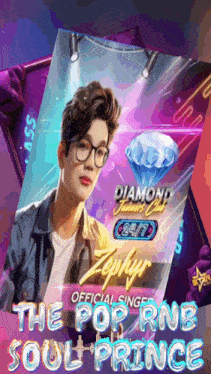 a poster for the pop rnb soul prince shows a young man with glasses