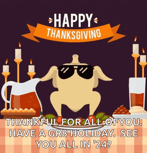 a picture of a turkey wearing sunglasses with the words happy thanksgiving