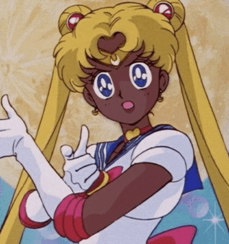 a cartoon character giving a thumbs up with a heart in her hair